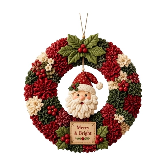 Christmas 3D Fabric Poke Wreath DIY Kit, Christmas Wreath DIY Kit for Adults Teens, Christmas Decorations (Santa)