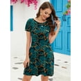 thumbnail image 4 of Chiclily Women's Summer Dresses Casual T Shirt Dresses Green Field Small Short Sleeve Flowy Beach Sundress with Pockets, 4 of 8