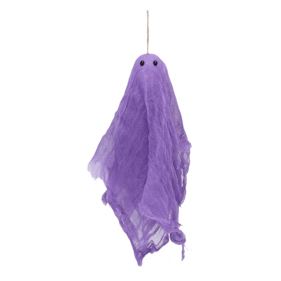 Gauze Ghost Pendant with Jute Rope Hanging Scary Ornament for Tree Courtyard Window Outdoor Yard Halloween Decoration Purple 17x15x3 Inches / 43.2x38.1x7.6 cm
