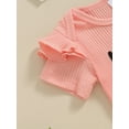 thumbnail image 6 of Bagilaanoe 3pcs Newborn Baby Girl Shorts Set Short Sleeve Letter Print Romper Tops + Flower Shorts + Headband 3M 6M 12M 18M 24M Infant Casual Summer Clothes, 6 of 7