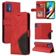 thumbnail image 1 of Étui pour Motorola Moto G9 Plus Portefeuille en Cuir Livre à Rabat Folio Support Vue Couverture - Rouge, 1 of 5