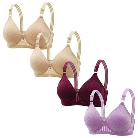 Lisbinx Bras for Women Full Coverage 4PC Woman s Embroidered Glossy Comfortable Breathable Bra Underwear No Rims Todays Daily Deals