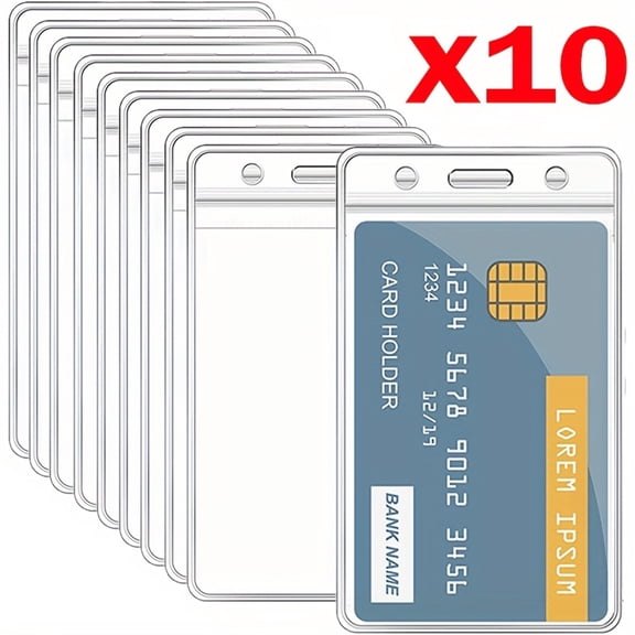 10pcs Waterproof Transparent Card Holder Plastic Protector Case Business Bus Bank Credit Card Protector ID Card Badge Holders