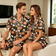 thumbnail image 4 of JULMCOMO Halloween Couples Matching Pajama Sets Pumpkins Print Collared Button Down Holiday Two Piece Sets Cute Printed Comfy Soft Pajamas Black-Women L, 4 of 7