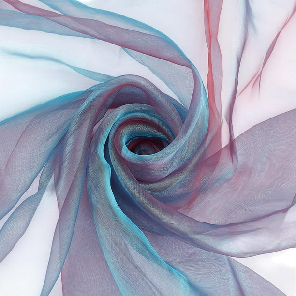 Tela de organza bicolor de 5,4 yardas, tul iridiscente azul acero de 60 pulgadas, tela de gasa holográfica, voile