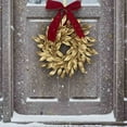 thumbnail image 6 of Deeceymbur Christmas Golden Leaf Bow Vines Wreath for Door Wall Hanging Home Decor, 6 of 9