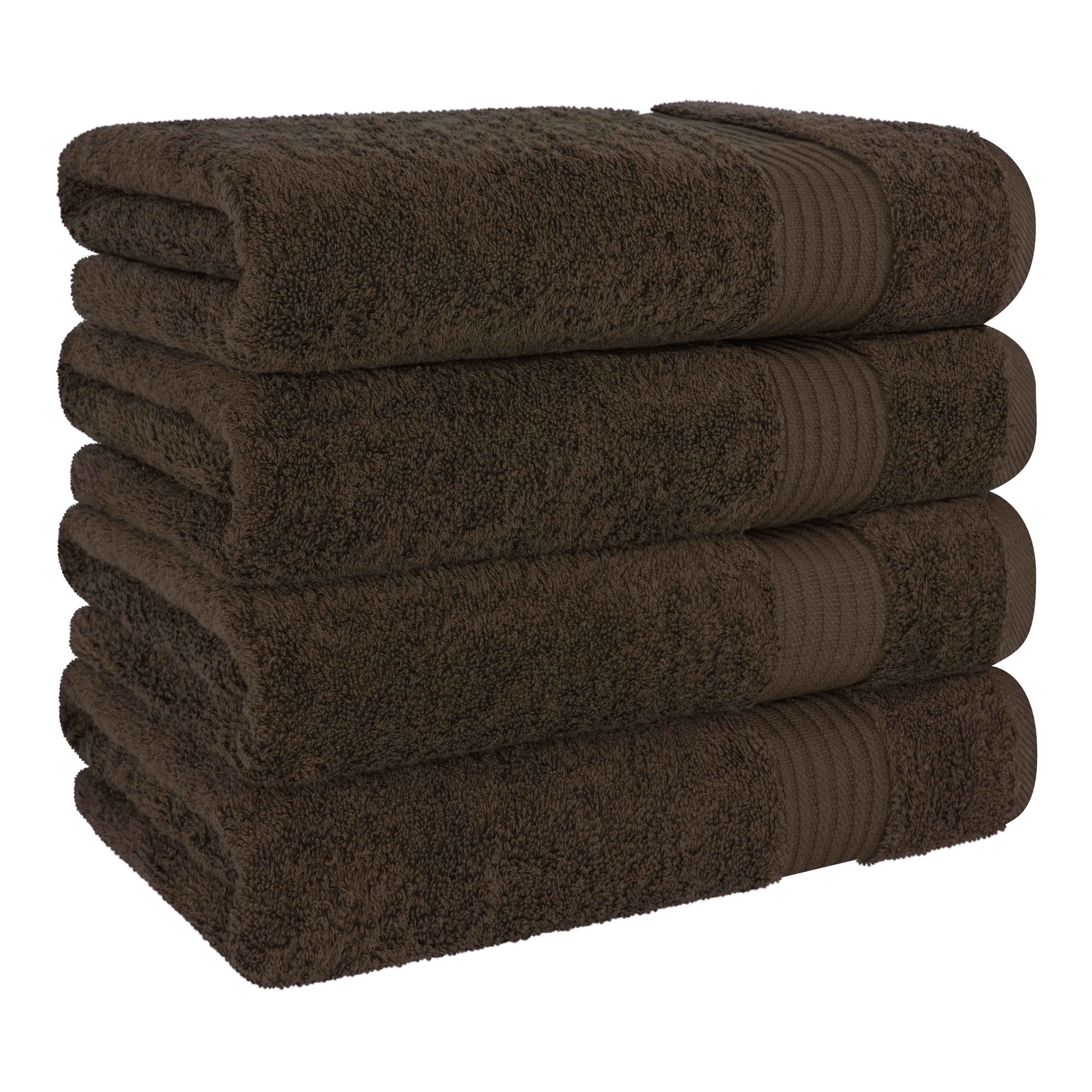 Cotton Paradise 100% Cotton 4 Piece Turkish Bath Towel Set, Soft Plush Towels Clearance Bathroom Set, Brown