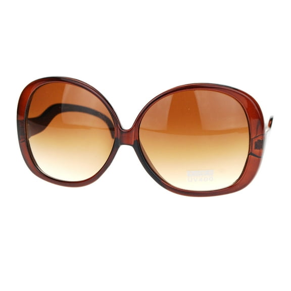 Extra Large Oversized Curved Drop Temple Womens Butterfly Fashion Sunglasses All Brown