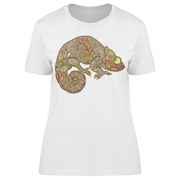 Hand Drawn Reptile Chameleon T-Shirt Women -Image by Shutterstock, Female Small