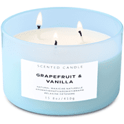 Grapefruit Vanilla 3-Wick Soy Candle  Fresh Floral Aromatherapy Candle in Gift Box | Large 15.8 oz Clean Burning Candle for Relaxation