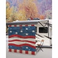 thumbnail image 5 of 4th of July RV Awning Sun Shade Screen 9'X7' USA Flag Stripes Mesh Sunscreen Buffalo Check Wood Grain Awning Shade Screen with Zipper UV Blocker Completed Kits Outdoor Canopy for RV Motorhome Camper, 5 of 7