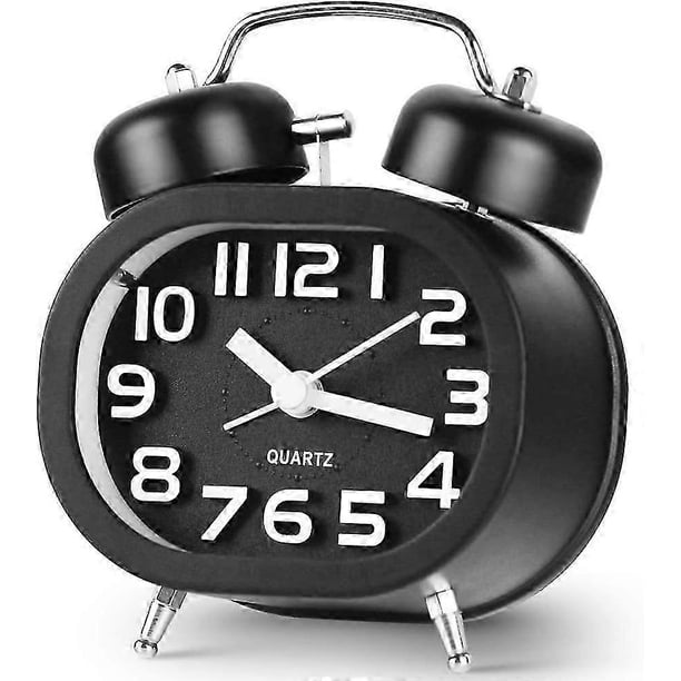 Alarm Clock Battery Powered Twin Bell Retro Vintage Silent Non Ticking Bedside Clocks Loud Alarm