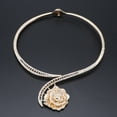 thumbnail image 3 of Handmade Dubai Gold Color Crystal Rose Flower Jewelry Fashion Wedding African Costume Necklace Earring Jewelry Sets, 3 of 8