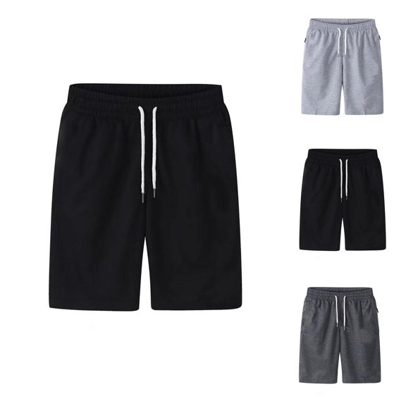 Mens Shorts Knee Length Summer Casual Elastic Waist Lightweight Straight Leg Loose Beach Shorts with Pockets
