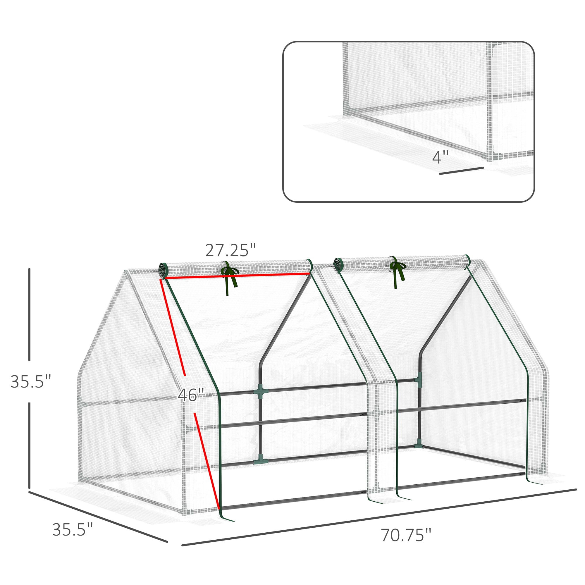 Outsunny 6' x 3' x 3' Portable Mini Greenhouse with Windows, White