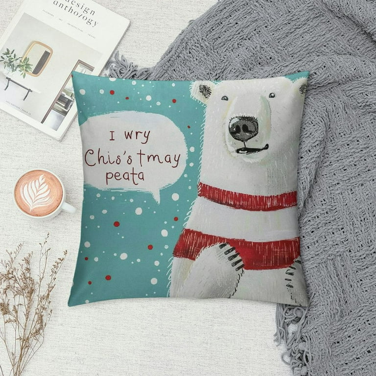 BCIIG Throw Pillow Cover Cute Polar Bear Speech Bubble and Text I Wish Pillowcase Home Decorative Square Pillow Case Cushion Cover Walmart