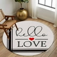 thumbnail image 3 of Valentine's Day Washable Round Area Rug 7 ft, Hello Love, Soft Non Slip Rugs Stain Repellent Indoor Felt Carpet for Living Dining Room Bedroom Home Office, 3 of 9