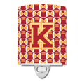 thumbnail image 1 of Carolines Treasures CJ1070-KCNL Letter K Football Cardinal & Gold Ceramic Night Light, 1 of 1