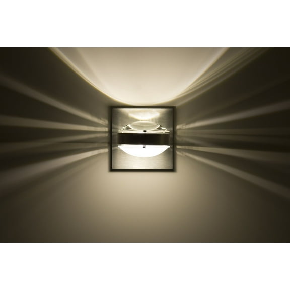 OPTOS1W-CLFR-LED-BA Besa Lighting Optos-One Light Wall Sconce-5 Inches Wide by 5 Inches High-Brushed Aluminum Finish-Clear/Frost Glass Color-LED