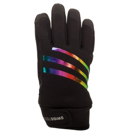 Girls Black Rainbow Stripe Thinsulate Ski & Snow Winter Gloves