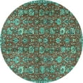 thumbnail image 1 of Ahgly Company Indoor Round Persian Turquoise Blue Traditional Area Rugs, 8' Round, 1 of 4