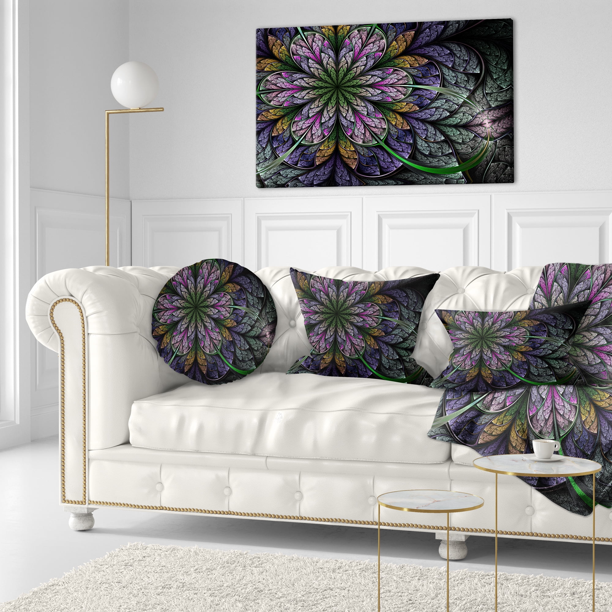 Designart 12" x 20" Contemporary, Modern Blue Polyester Throw Pillow