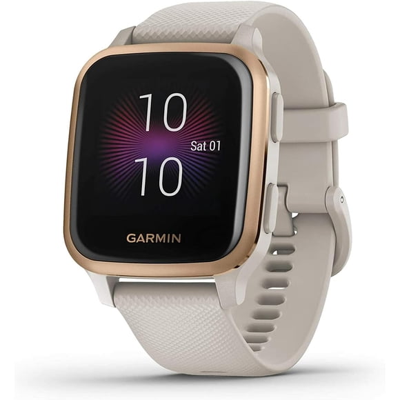 Refurbished (Good) Garmin Venu SQ Smartwatch with Heart Rate Monitor, Large - Light Gold Aluminum Bezel with White Case