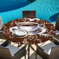 thumbnail image 6 of Coffee Round Tablecloth, Fitted Table Cover with Elastic for 36"-44" Round Tables, Vintage Art Pastoral Table Cloth Outdoor Indoor Dinning Party Waterproof Tablecloths, 6 of 7