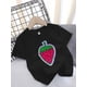 thumbnail image 1 of Girls' Casual Cotton T-Shirt, Crew Neck, Slight Stretch, Regular Fit, with Strawberry Print, for Summer Knit Top, Age 12 and Under, 1 of 6