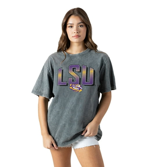 Women's Gameday Couture Gray LSU Tigers Snow Washed Relaxed Fit Classic T-Shirt
