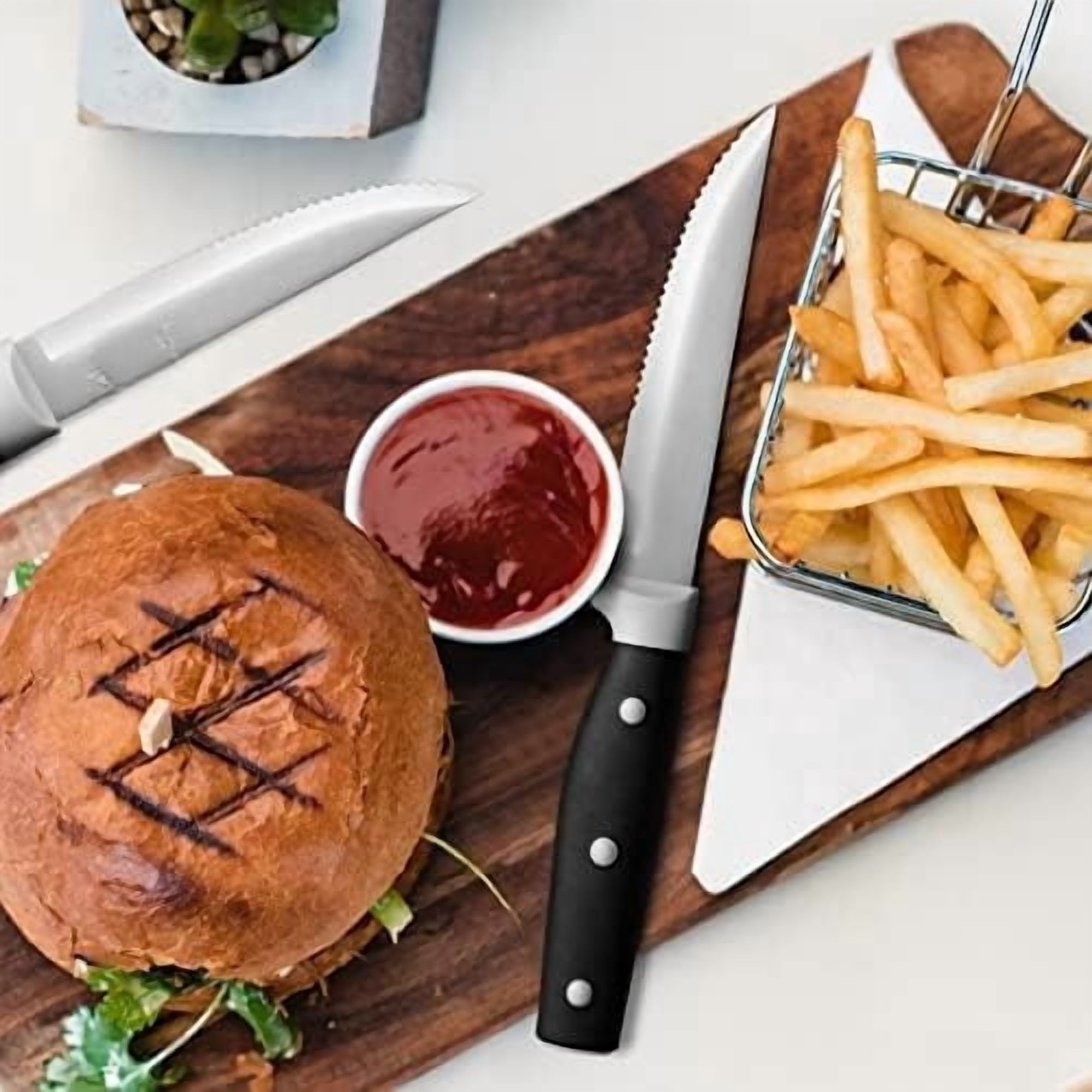 Kitchen Knife Block Set, 14 Pieces Knife Set with Wooden Block & Sharpener Steel & All-purpose Scissors, High Carbon Stainless Steel Cutlery Set (Black)