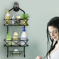 thumbnail image 6 of Hanging Shower Caddy Over Showerhead with Soap Holder and Hooks, 3-Shelf Bathroom Shower Organizer Storage Rack, 6 of 9