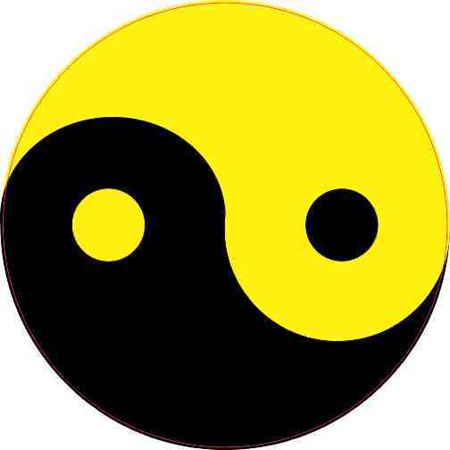 3inx3in Yellow And Black Yin Yang Sticker Vinyl Vehicle Decal Cup