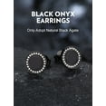 thumbnail image 5 of Bandmax Black S925 Silver Stud Earrings for Men Women Natural Black Onxy with CZ Ear Studs Gift for Father's Day Christmas Valentines, 5 of 8