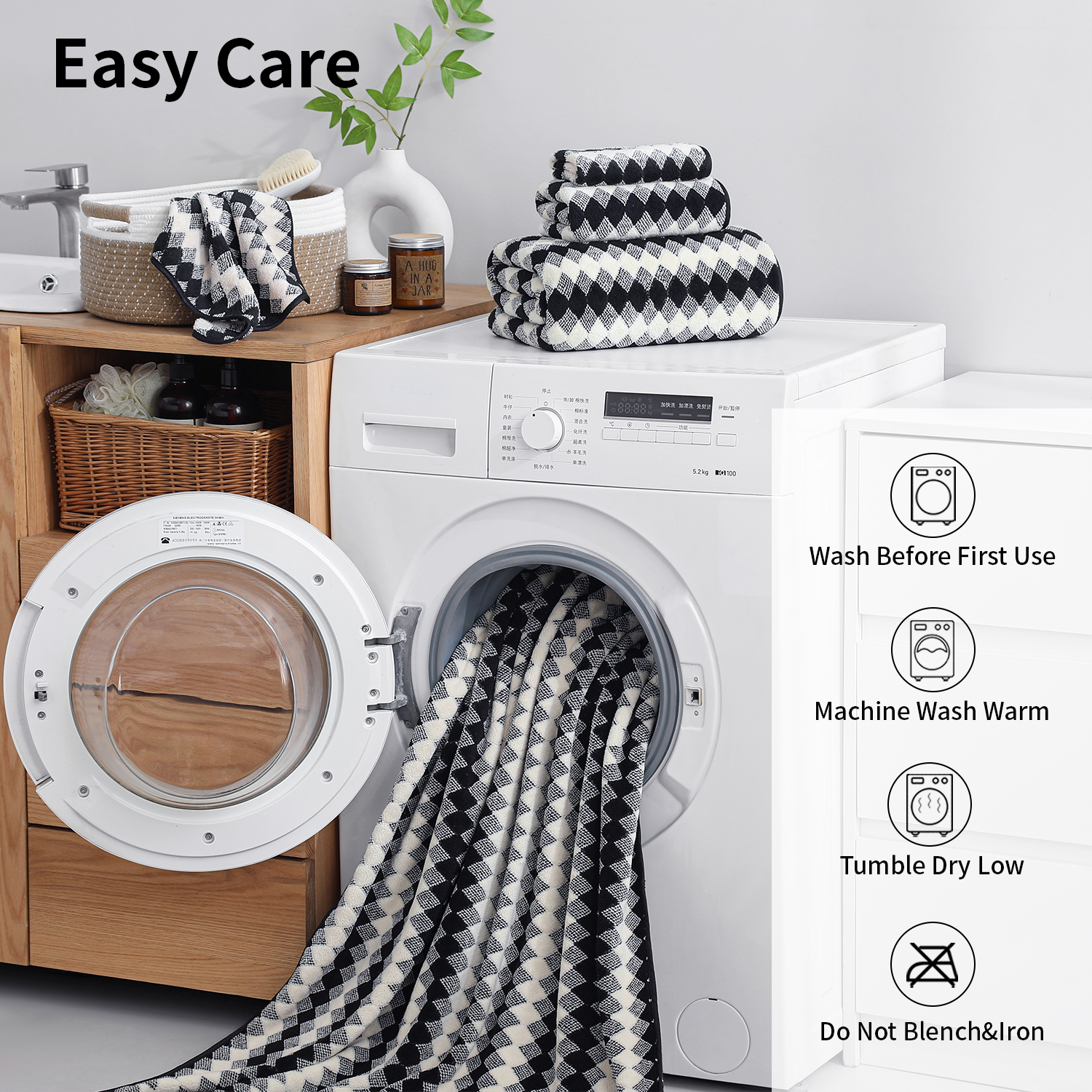 Beartech 12 Piece Hand Towel Set, Ultra Soft and Highly Absorbent Microfiber Towels 600GSM Quick Dry 16"x32" Hand Towels For Bathroom,kitchen-Black