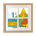 thumbnail image 1 of China Hong Kong Victoria Watercolor Frame Wall Tabletop Display 4 Openings Picture, 1 of 3