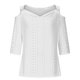 thumbnail image 4 of Sudadera con capucha de lino,Blusa informal de poliéster con hombros descubiertos para mujer, cuello en V y mangas 3/4, tejido ligero y transpirable, para uso diario, sopatenor, 4 of 7