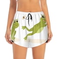 thumbnail image 2 of Picia Hunting Frog Pattern Women's 2 in 1 Athletic Running Shorts High Waisted Workout Casual Gym Sweat Shorts with Comfy Liner Zipper Pockets-Small, 2 of 9