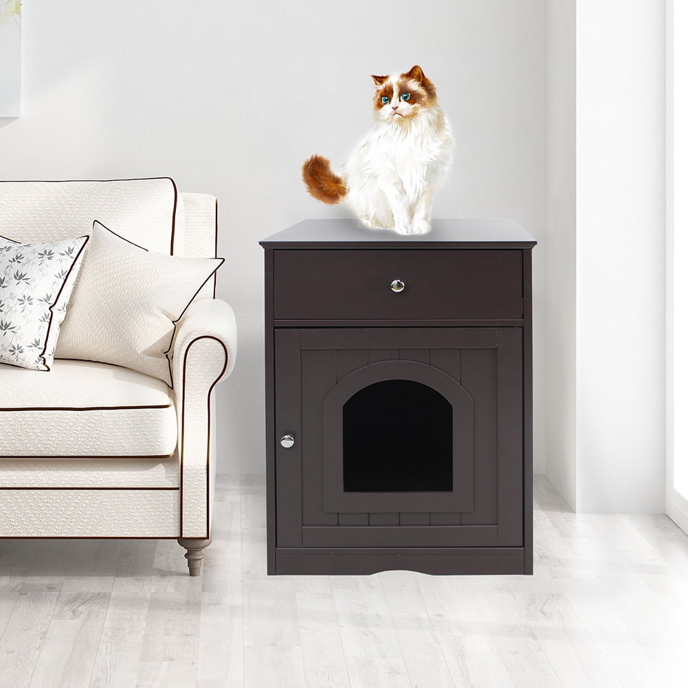Kadyn Pet House, Solid Wood Cat Litter Box Enclosure with Drawer, Cat Home Nightstand for Indoor Cats, Brown Kadyn Pet House, Solid Wood Cat Litter Box Enclosure with Drawer, Cat Home Nightstand for Indoor Cats, Brown