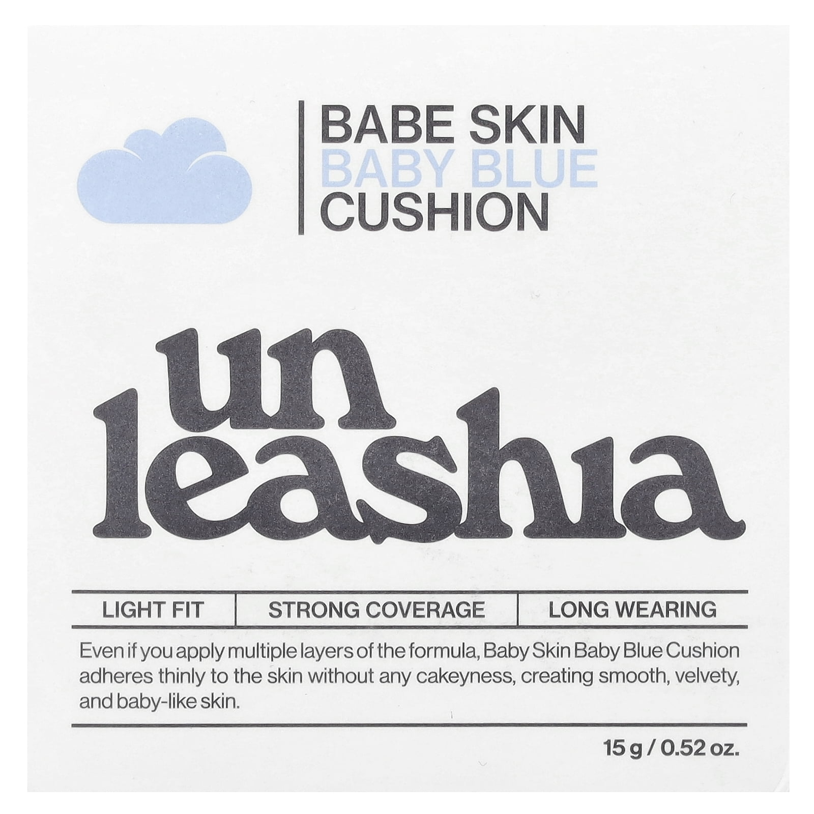 Unleashia Babe Skin, Baby Blue Cushion, SPF40/PA++, 21C Baby Cheek, 0.52 oz (15 g)
