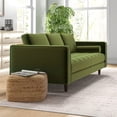 thumbnail image 4 of Jax 87" Mid Century Velvet Sofa Couch, Modern 3 Seater Sofa with 2 Bolster Pillows, Tufted Sofa Pillow Back for Living Room Bedroom Apartment Dorm Office, in Green Pistachio, 4 of 5
