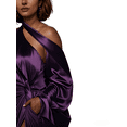 thumbnail image 4 of Women's Satin One-Shoulder Gown - Elegant Purple Draped Maxi Dress with High Slit for Formal Events & Red Carpet Evening Dresses, 4 of 6