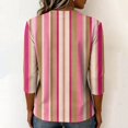 thumbnail image 6 of JULMCOMO Shirts for Women Vertical Striped Crew Neck 3/4 Sleeve Casual T Shirts Loose Fit Comfy Trendy Summer Basic Tees Pink XL, 6 of 6