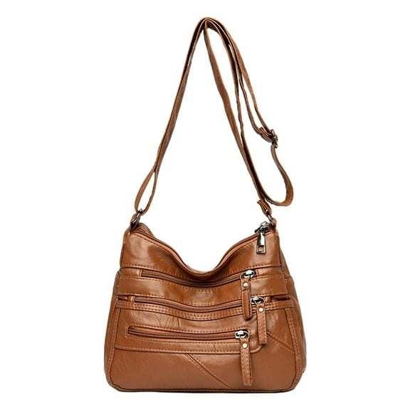Small Size Women Shoulder Handbag Multiple Pockets Bag Ladies Purse Retro Fashion Tote - Brown