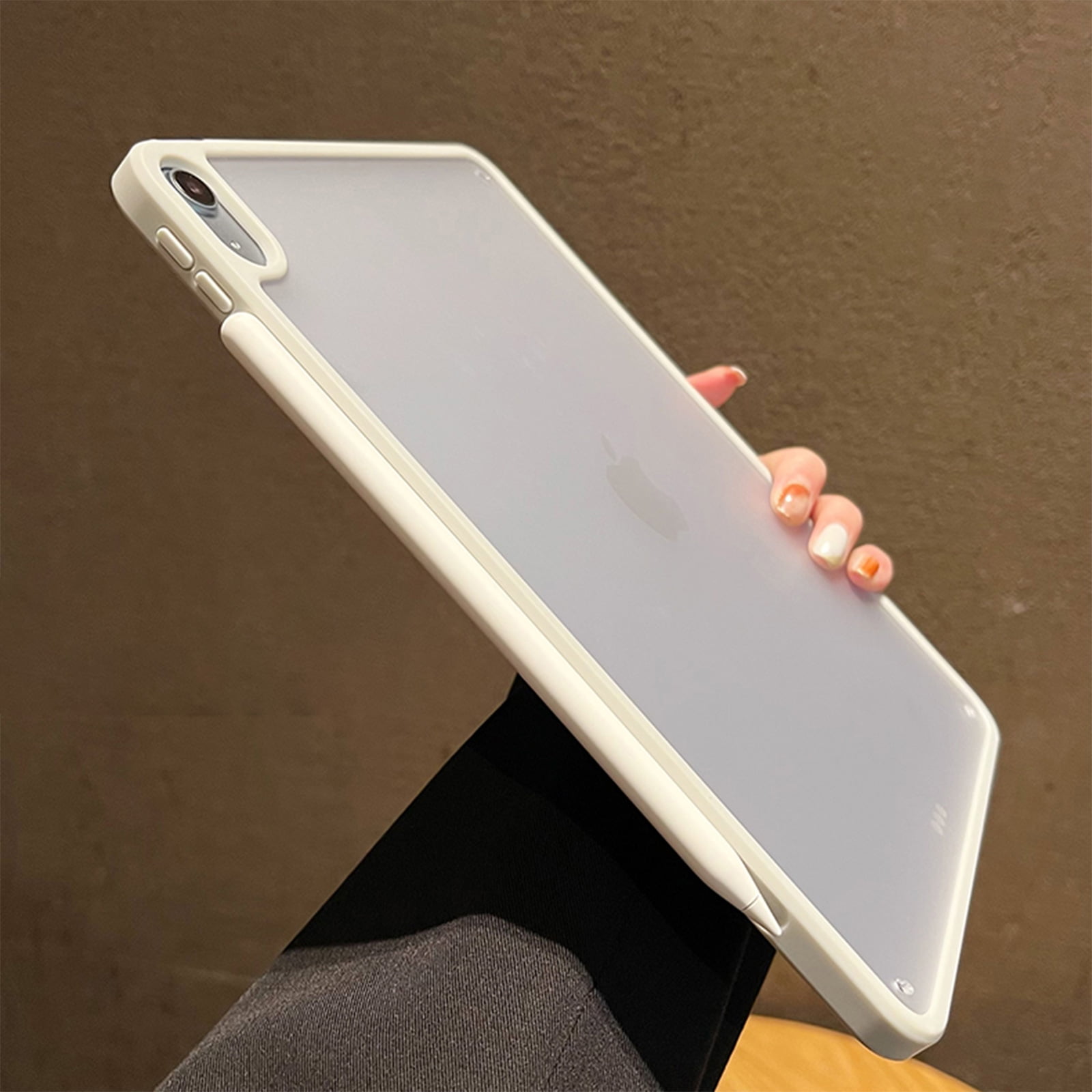 ELEHOLD for iPad 12.9 6th/5th/4th/3th 2022/2021/2020/2018 Case, Slim Thin Lightweight Shockproof Protective Yellowing Resistant Frosted Translucent Case Supports Pencil Charging,Gray