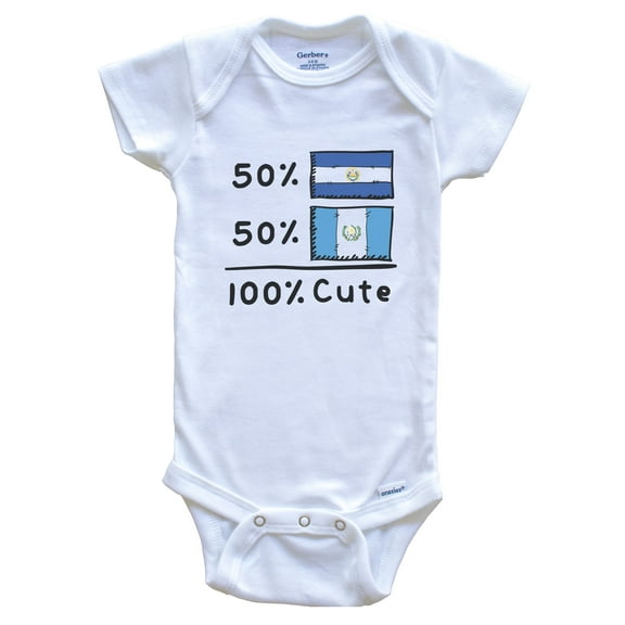 50% Salvadorian Plus 50% Guatemalan Equals 100% Cute El Salvador Guatemala Flags Baby Bodysuit