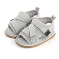 thumbnail image 5 of Penkiiy Baby Spring/summer Comfortable Breathable Mesh Fabric Baby Toddler Flat Soft Soled Children's Sandals Gray for 6-9 Months, 5 of 6