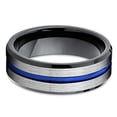 thumbnail image 3 of Silly Kings Jewelry Blue Tungsten Ring - Tungsten Wedding Band - Black Tungsten Ring - Brush (7), 3 of 3