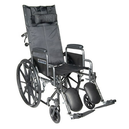 Drive Medical Silver Sport Reclining Wheelchair with Elevating Leg Rests
