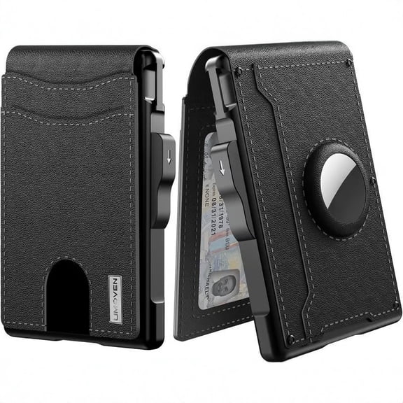 Wallet - With Pop up Aluminum Case Money Clip Slim Leather Slots Credit Card Holder Rfid Blocking Bifold Minimalist Wallets, Trackable Wallets for Men(CXL)